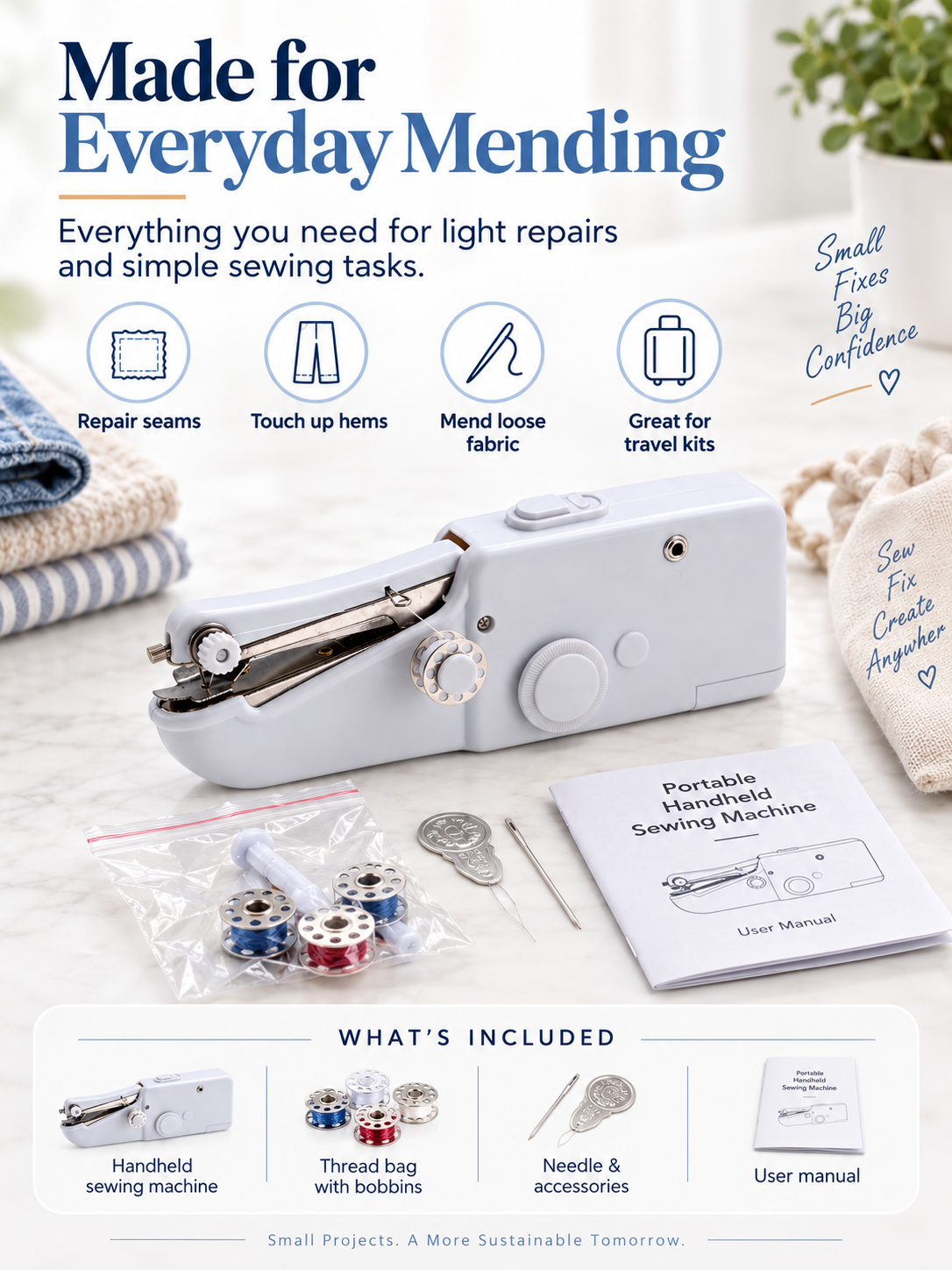 Portable Handheld Sewing Machine – Lightweight Mini Single-Thread Sewing