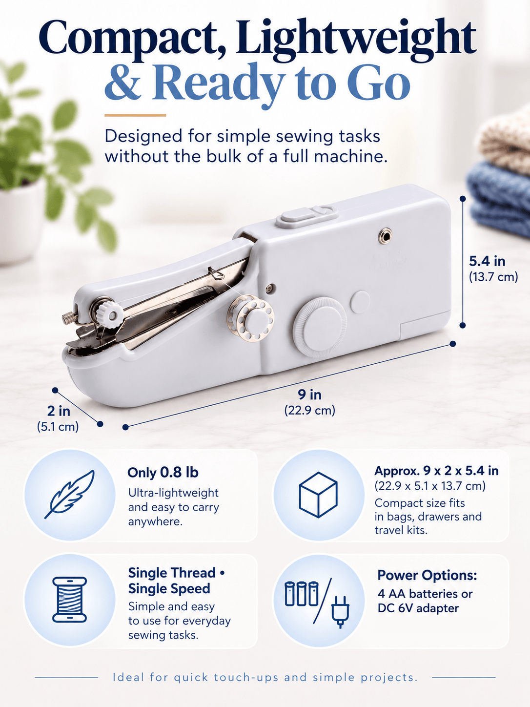 Portable Handheld Sewing Machine – Lightweight Mini Single-Thread Sewing
